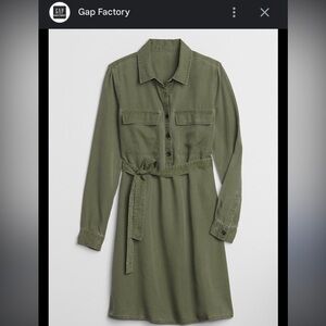 GAP Utility Shirtdress Army Green, NWOT, Large, Knee Length.